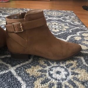 Tan Suede booties with buckle